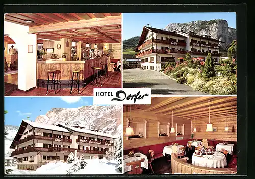 AK Selva - Wolkenstein, Hotel Dorfer in vier Ansichten