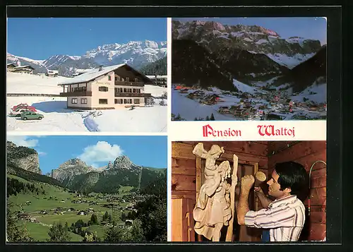 AK Wolkenstein, Pension Waltoy - Fam. Kasslatter Adolf - Holzschnitzer
