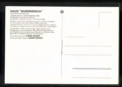 AK Selva - Wolkenstein, Haus Wurdengeja