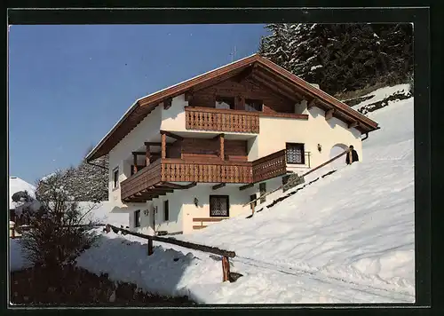 AK Selva - Wolkenstein, Pension Pizuela im Schnee
