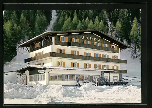 AK Selva - Wolkenstein, Hotel Savoy im Schnee
