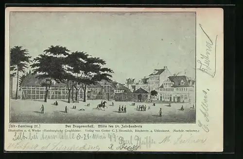 AK Alt-Hamburg, Der Dragonerstall, Mitte des 19. Jahrhunderts