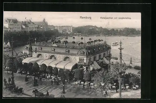 AK Hamburg-Neustadt, Alsterpavillon mit Jungfernstieg