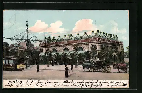 AK Hamburg-Neustadt, Strassenbahn am Alsterpavillon