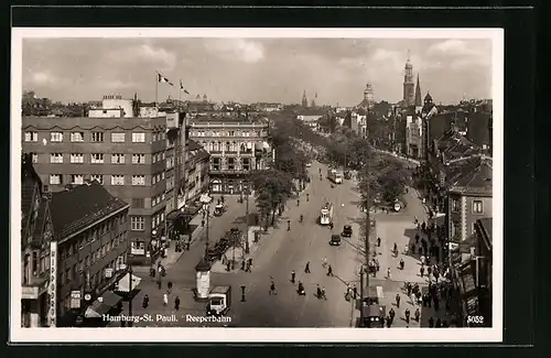 AK Hamburg-St. Pauli, Reeperbahn aus der Vogelschau