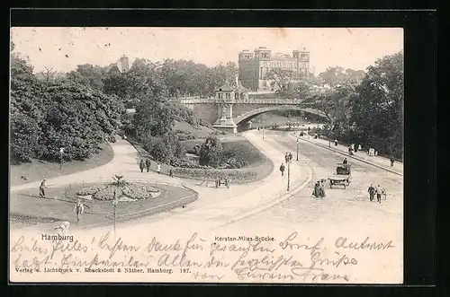 AK Hamburg-St.Pauli, Kersten-Miles-Brücke aus der Vogelschau