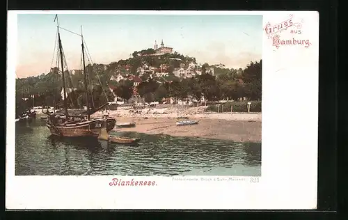 AK Hamburg-Blankenese, Blick zum Süllberg