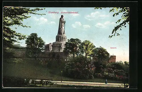 AK Hamburg-St.Pauli, Bismarckdenkmal