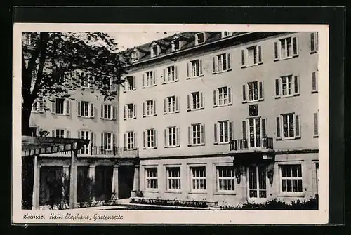 AK Weimar, Gartenseite vom Hotel Elephant