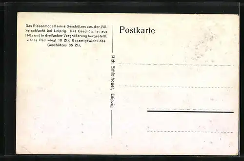 AK Leipzig, Riesenmodell eines Geschützes aus der Völkerschlacht