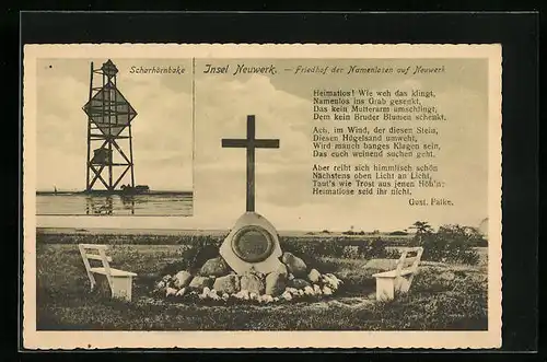 AK Hamburg-Insel Neuwerk, Friedhof der Namenlosen und Scharhörnbake