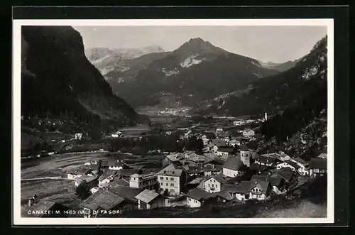 AK Canazei (Val di Fassa), Totalansicht aus der Vogelschau