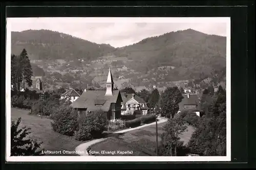 AK Ottenhöfen im Schwarzw., Teilansicht mit Evangel. Kapelle