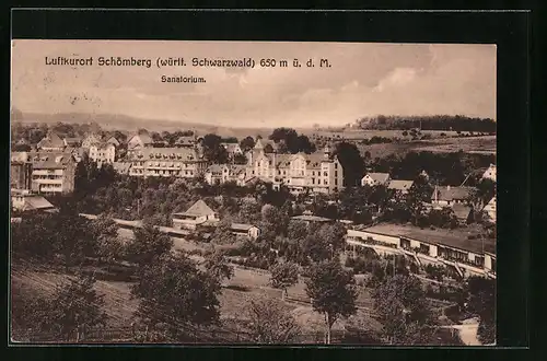 AK Schömberg (württ. Schwarzwald), Sanatorium aus der Vogelschau