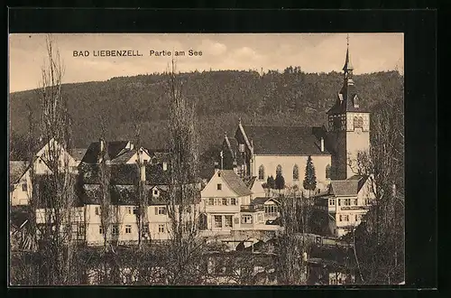 AK Bad Liebenzell, Ortspartie am See