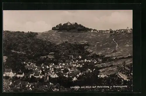 AK Uhlbach, Gesamtansicht mit Blick auf Rotenberg und Grabkapelle