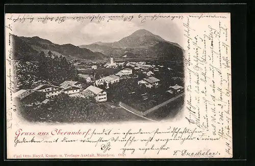 AK Oberaudorf, Gesamtansicht aus der Vogelschau