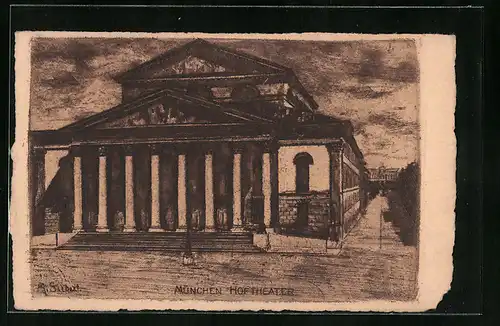 Künstler-AK München, Hoftheater