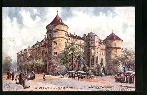 Künstler-AK Charles F. Flower: Stuttgart, Altes Schloss