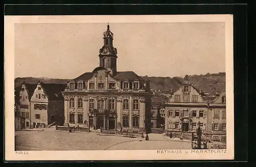 AK Hall, Rathaus und Marktplatz