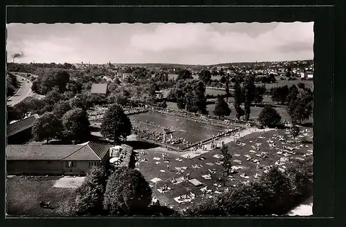 AK Waiblingen, Freibad aus der Vogelschau