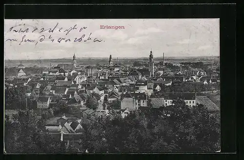 AK Erlangen, Ortsansicht aus der Vogelschau