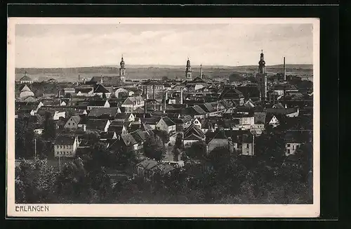 AK Erlangen, Ortsansicht aus der Vogelschau