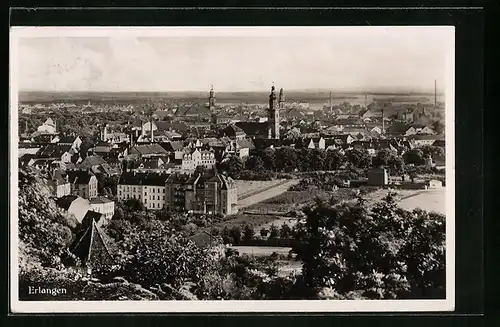 AK Erlangen, Ortsansicht aus der Vogelschau