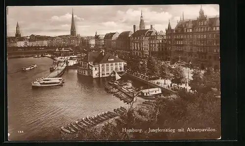 AK Hamburg-Neustadt, Jungfernstieg mit Alsterpavillon