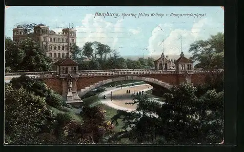 AK Hamburg-St.Pauli, Kersten Miles Brücke vom Bismarckdenkmal