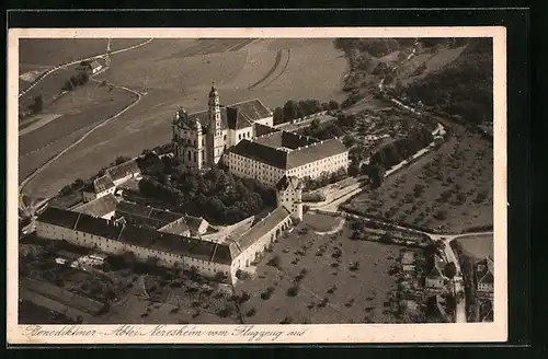 AK Neresheim, Benediktiner-Abtei vom Flugzeug aus