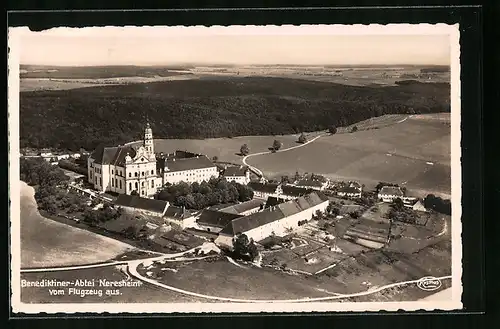 AK Neresheim, Benediktiner-Abtei vom Flugzeug aus
