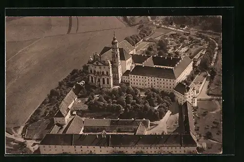 AK Neresheim, Benediktiner-Abtei vom Flugzeug aus