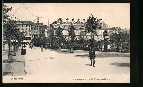 AK Hamburg-Neustadt, Jungfernstieg mit Alsterpavillon