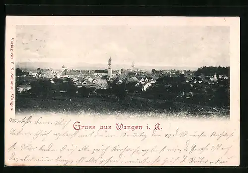 AK Wangen i. A, Gesamtansicht aus der Vogelschau