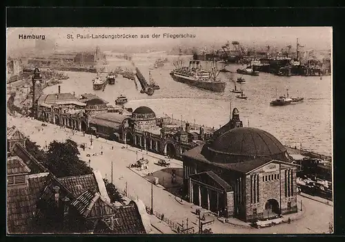 AK Hamburg-St. Pauli, Landungsbrücken aus der Fliegerschau