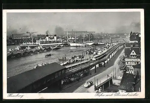 AK Hamburg-Harburg, Hafen mit Überseebrücke