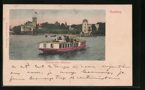 AK Hamburg, Uhlenhorster Fährhaus mit Dampfer