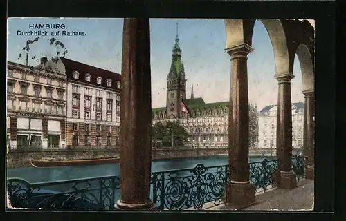 AK Hamburg, Durchblick auf Rathaus