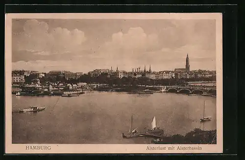AK Hamburg-St.Georg, Alsterlust mit Alsterbassin