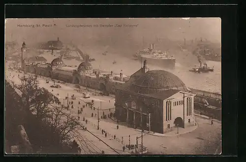 AK Hamburg-St. Pauli, Landungsbrücken mit Dampfer Cap Finisterre