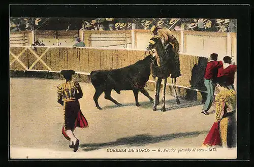 AK Corrida de Toros: Picador picando el toro, Stierkampf