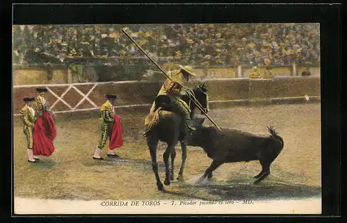 AK Corrida de Toros: Picador picando el toro, Stierkampf