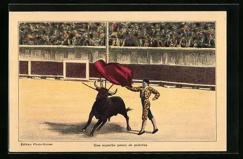 AK Une soperbe passe de poitrine, Stierkampf