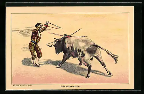 AK Pose de banderilles, Stierkampf