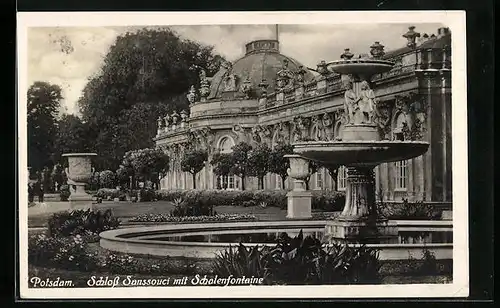 AK Potsdam, Schloss Sanssouci mit Schalenfontaine