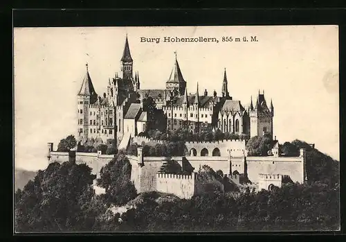 AK Burg Hohenzollern aus der Vogelschau