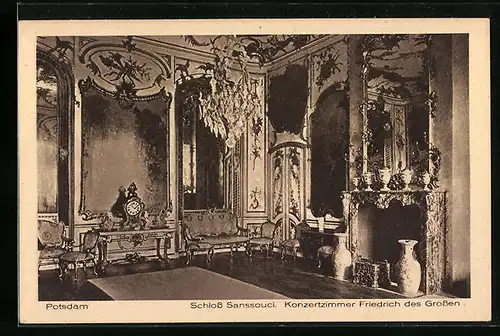 AK Potsdam, Schloss Sanssouci, Konzertzimmer Friedrich des Grossen