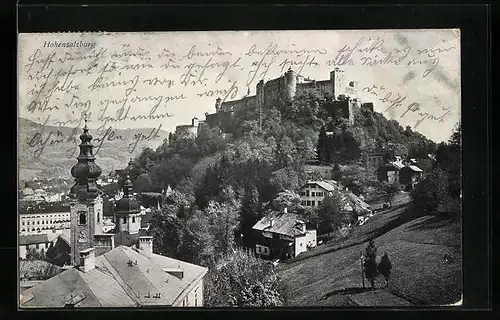 AK Salzburg, Blick zur Festung Hohensalzburg