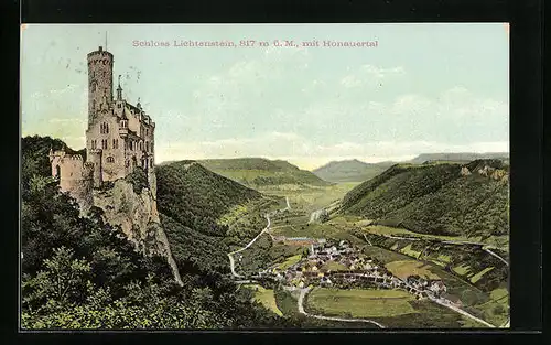 AK Schloss Lichtenstein mit Honauertal